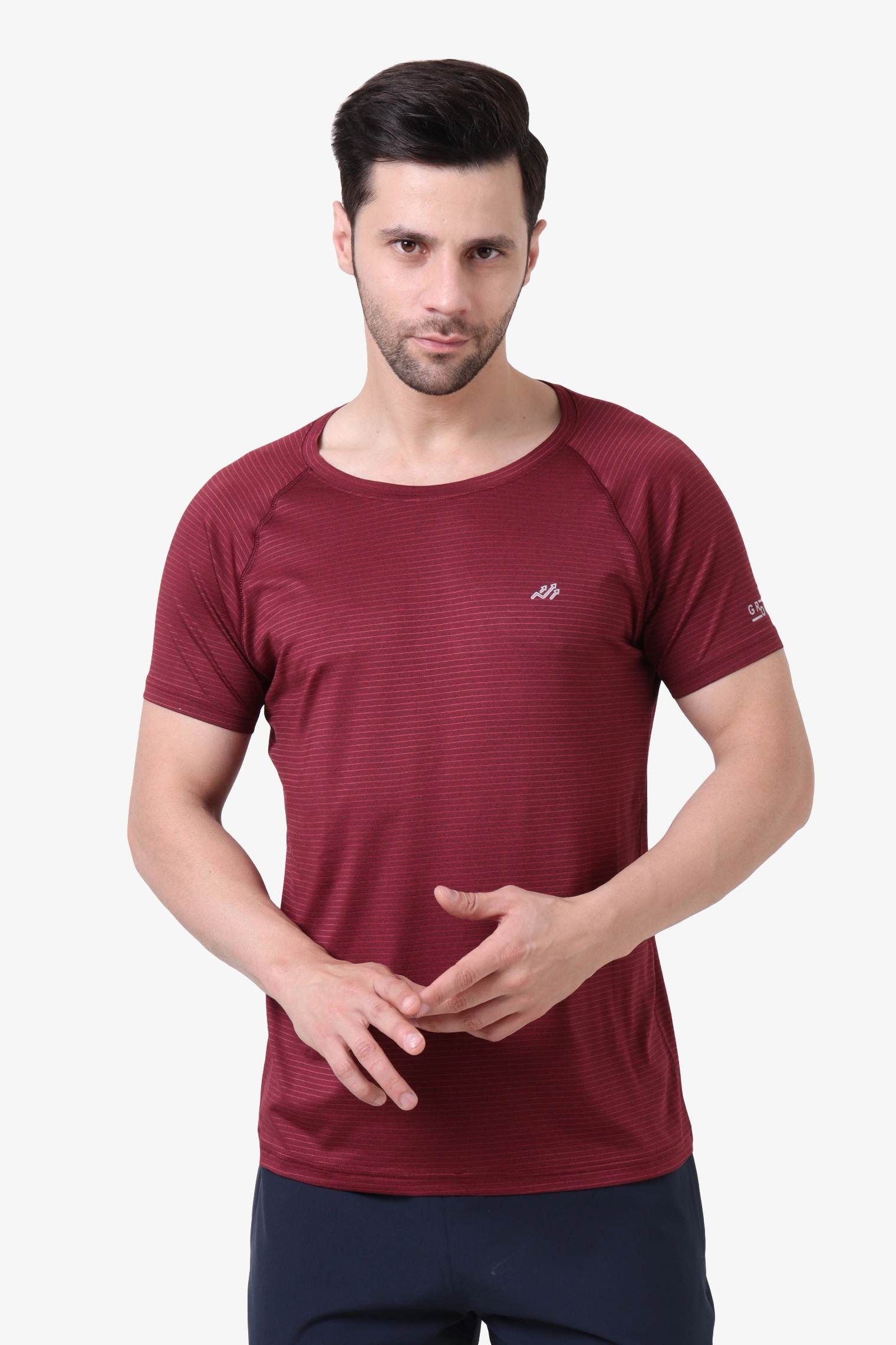 GROW ATHLEISURE -Raglan Sleeve High performance tshirt-Maroon-Casual Gym wear Sportswear (2)